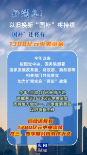 【V視】好消息！以舊換新“國(guó)補(bǔ)”將持續(xù)，中央資金將分批下達(dá)