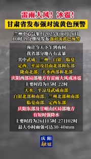 雷雨大風(fēng)！冰雹！甘肅省發(fā)布強(qiáng)對流黃色預(yù)警